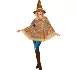 Costume da Spaventapasseri o Poncho con Cappello per adulto