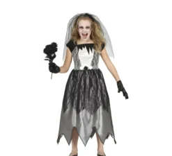 Costume da sposa fantasma in bianco e nero per ragazza