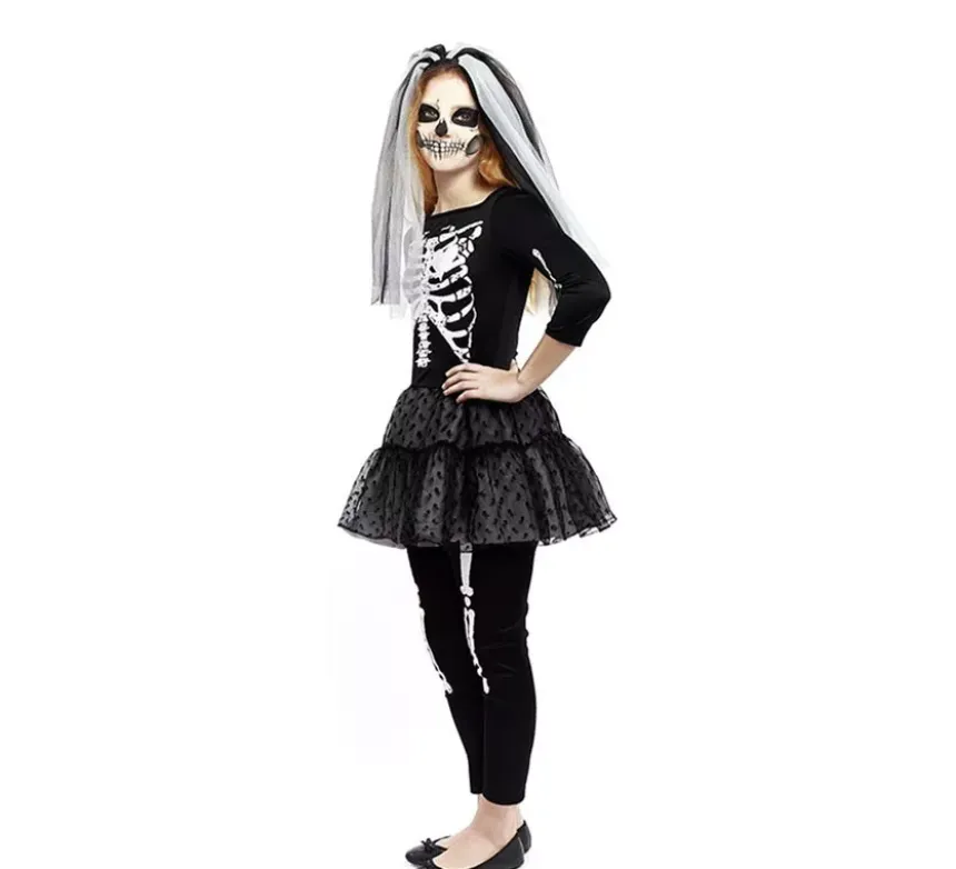 Costume da sposa scheletro per bambina