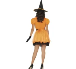 Costume da strega arancione per donna