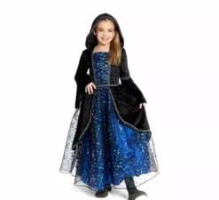 Costume da strega blu con stelle per bambine