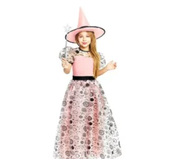 Costume da Strega Buona rosa con cappello per bambina e adolescente