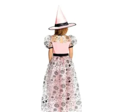 Costume da Strega Buona rosa con cappello per bambina e adolescente