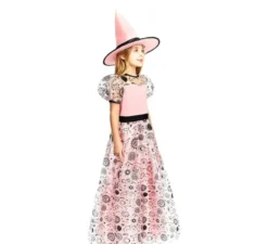 Costume da Strega Buona rosa con cappello per bambina e adolescente