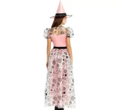 Costume da Strega Buona rosa con cappello per donna
