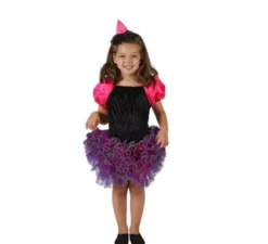 Costume da strega con gonna a volant per bambina in 2 colori e diverse taglie