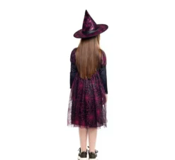 Costume da Strega della Ragnatela nero e fucsia per bambina
