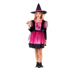 Costume da strega fucsia per bambina