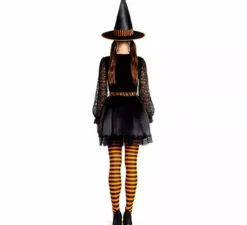 Costume da strega in pizzo arancione per donna