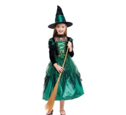 Costume da strega magica verde per bambina