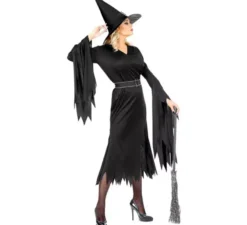 Costume da strega nera con cappello per donna