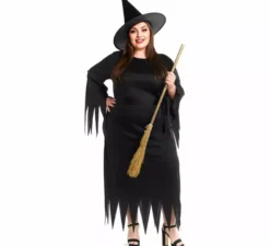 Costume da strega nero con punte per donna