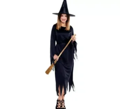 Costume da strega nero con punte per donna