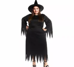 Costume da strega nero con punte per donna