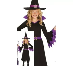 Costume da strega nero e lilla per bambina