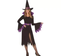 Costume da strega nero e lilla per donna