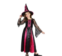 Costume da strega nero e rosa per bambina
