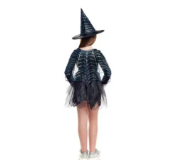 Costume da strega ragnatela nera con mantello per bambina
