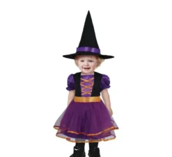Costume da strega viola e arancione per bambina e bambina