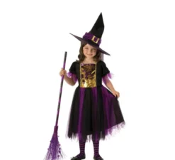 Costume da Strega viola e nero per bambina