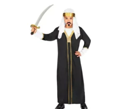 Costume da Sultano Nero con copricapo per bambini e adolescenti