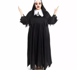 Costume da suora zombie con tunica chiodata da donna