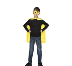 Costume da supereroe o da eroina gialla o mantello e maschera per bambini