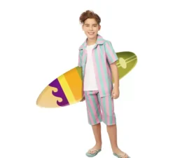 Costume da surfista a righe rosa e blu per bambino
