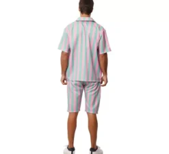 Costume da surfista a righe rosa e blu per uomo