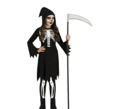 Costume da teschio della morte con cappuccio per ragazza