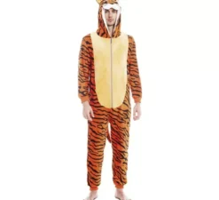 Costume da tigre a strisce arancioni per uomo