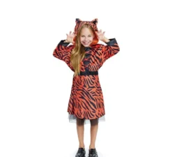 Costume da tigre con abito con cappuccio per ragazze e adolescenti
