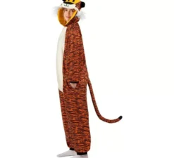 Costume da tigre scura o pigiama con cappuccio per adulto