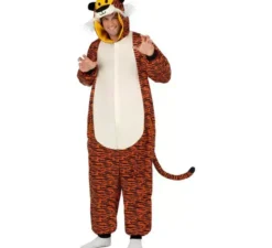 Costume da tigre scura o pigiama con cappuccio per adulto