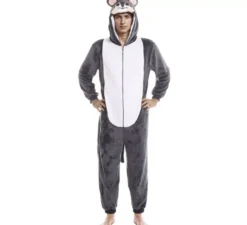 Costume da topo grigio con cappuccio per uomo