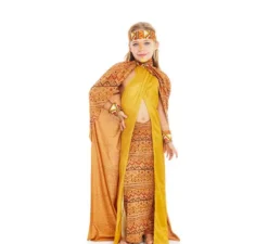 Costume da tribale africano giallo e marrone per bambina
