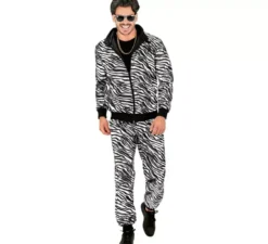 Costume da tuta alla moda per feste in argento metallizzato per adulti