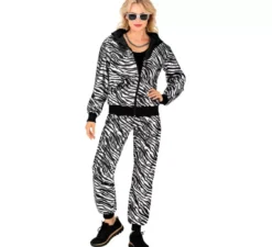 Costume da tuta alla moda per feste in argento metallizzato per adulti
