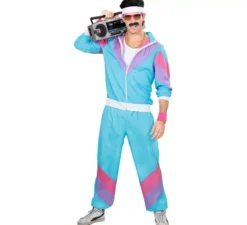 Costume da tuta blu anni '80 per adulto