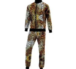 Costume da tuta con stampa leopardata neon per adulto