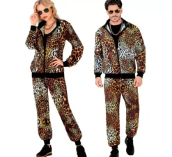 Costume da tuta con stampa leopardata neon per adulto