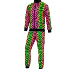 Costume da tuta con stampa tigre neon per adulto