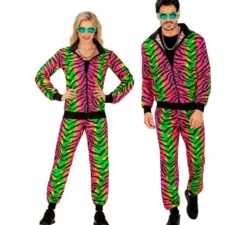 Costume da tuta con stampa tigre neon per adulto