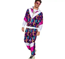 Costume da tuta da discoteca neon anni '80 per adulto