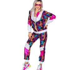 Costume da tuta da discoteca neon anni '80 per adulto
