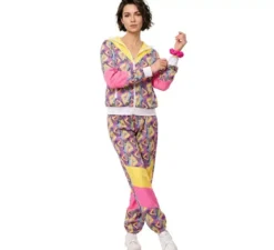 Costume da tuta da donna anni '90 stampato verde