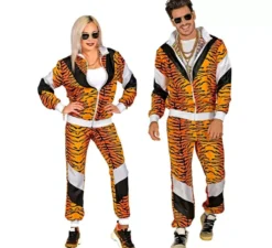 Costume da tuta da tigre neon anni '80 per adulto