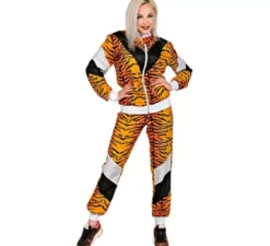 Costume da tuta da tigre neon anni '80 per adulto
