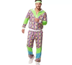 Costume da tuta da uomo anni '90 stampato verde