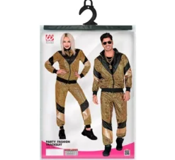 Costume da tuta riflettente color oro anni '80 per adulto